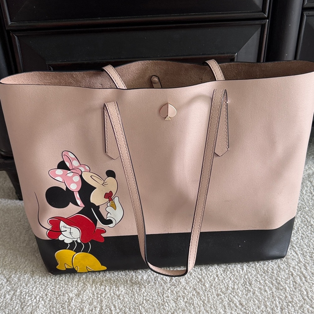 Kate Spade Pink and Black Tote with Minnie Design
